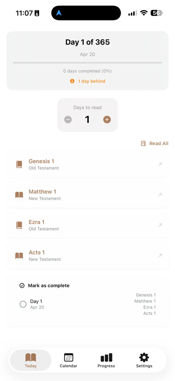 Screenshot #1 pour Bible in a Year: Daily Plan