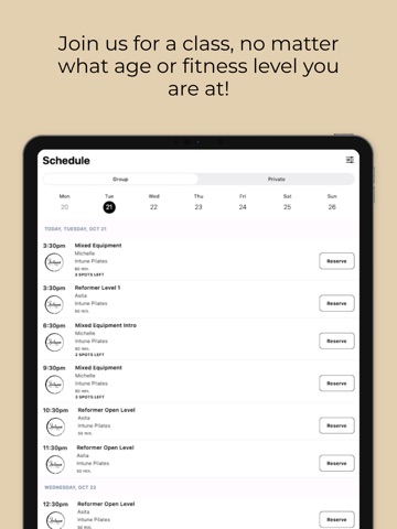 Intune Pilates Limited iPad screenshot