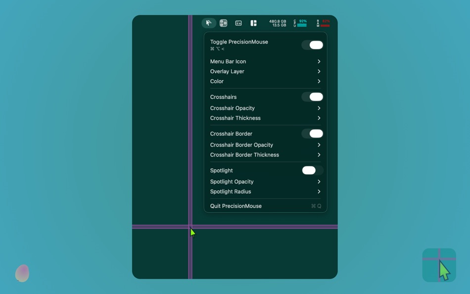#4. PrecisionMouse (macOS) Podle: Juan Mario Osorio