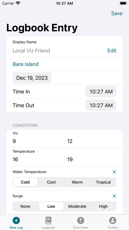 Viz App - Diving Conditions