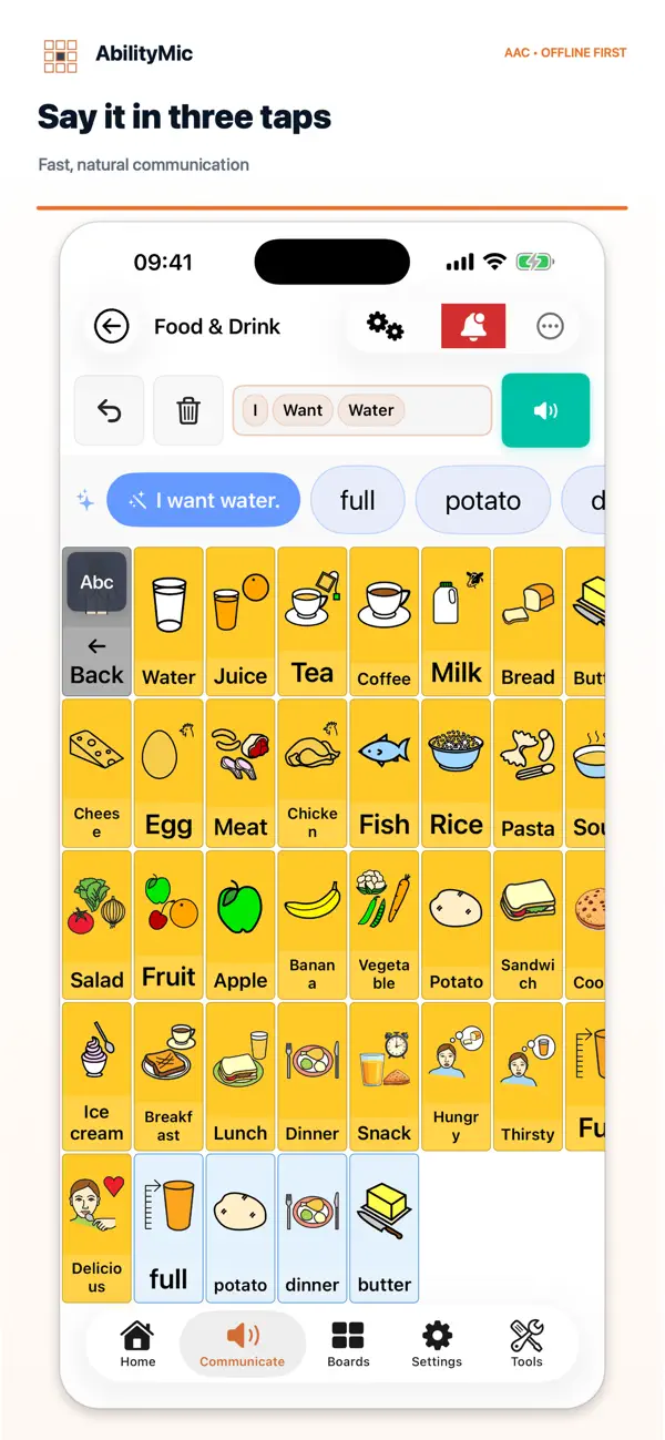 Screenshot #1 pour AbilityMic: AAC Speech App