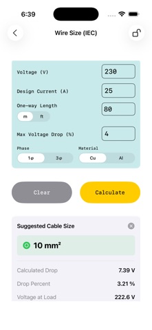Voltage Drop Calculator. Screenshot 9 of 10