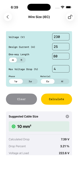 Voltage Drop Calculator. Screenshot 9 of 10