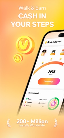 StepCoin: Walk & Earn money iPhone screenshot 1