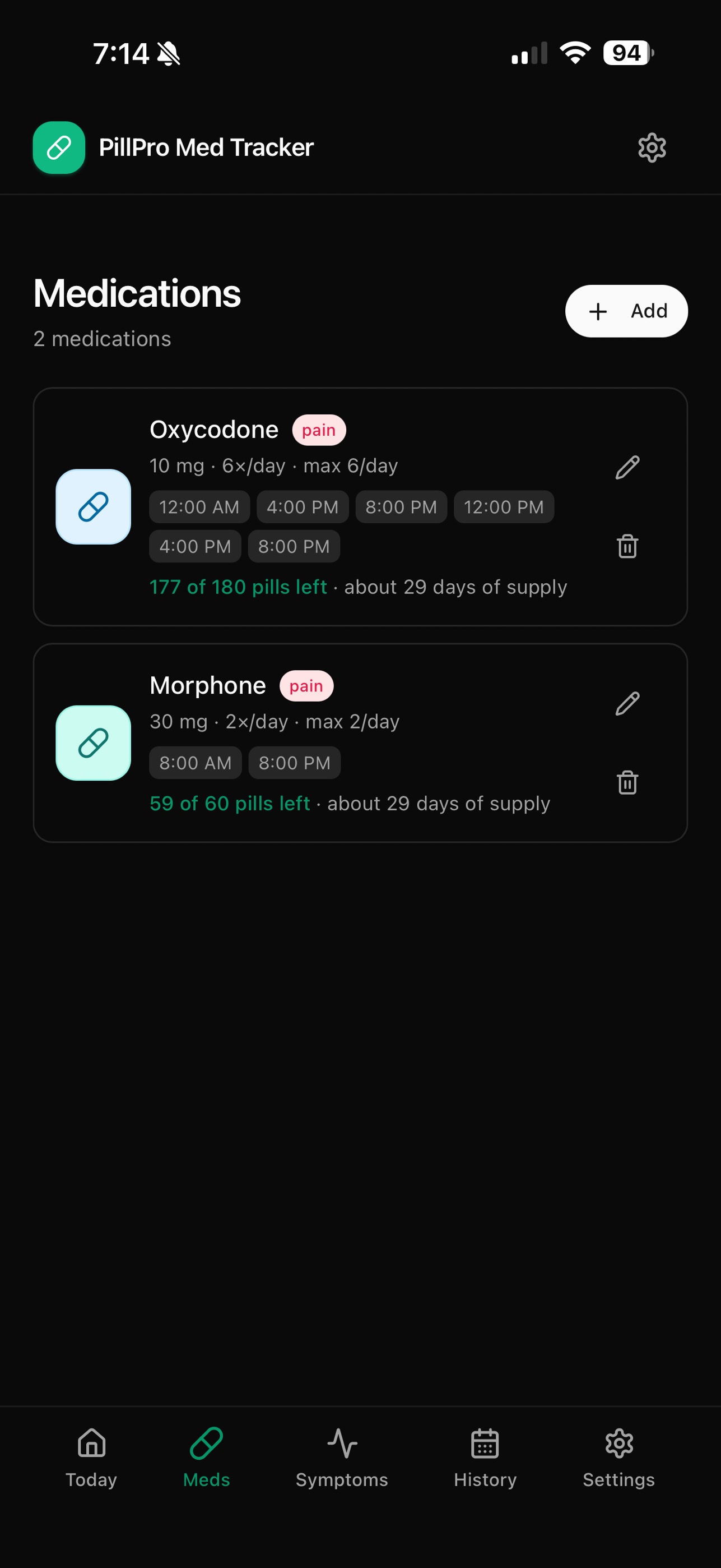 Screenshot 1 of PillPro Med Tracker