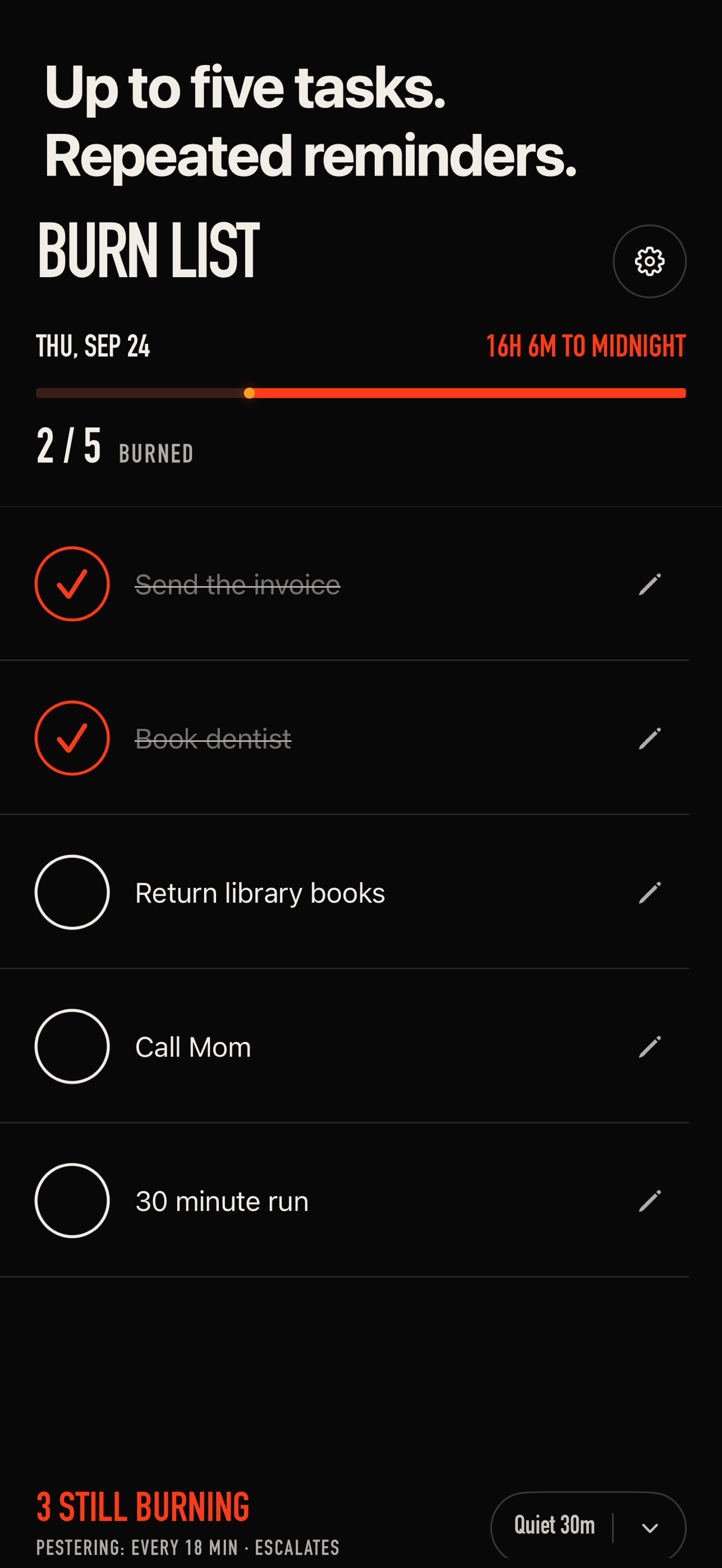 Screenshot 2 of Burn List: To-Do & Reminders