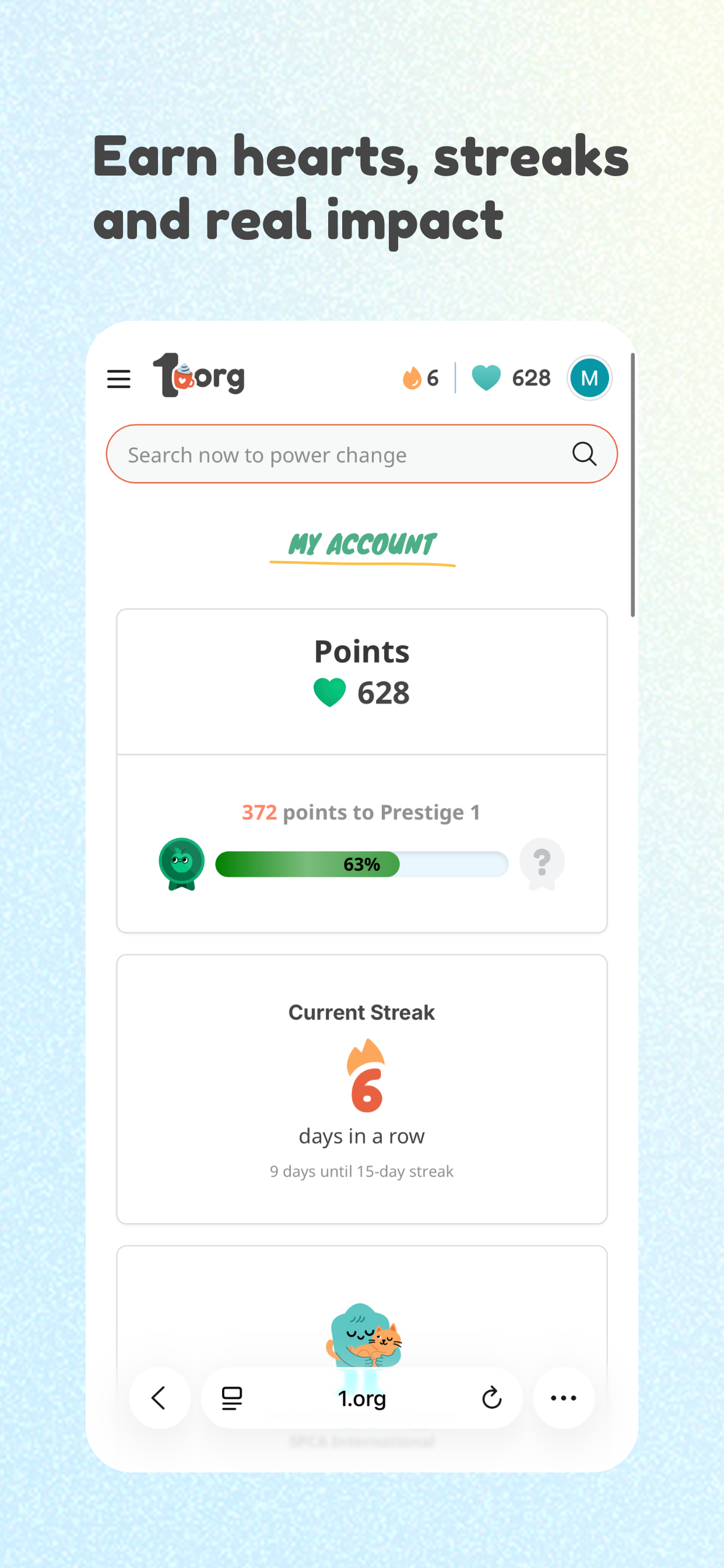 1.org Browser: Search & Donate