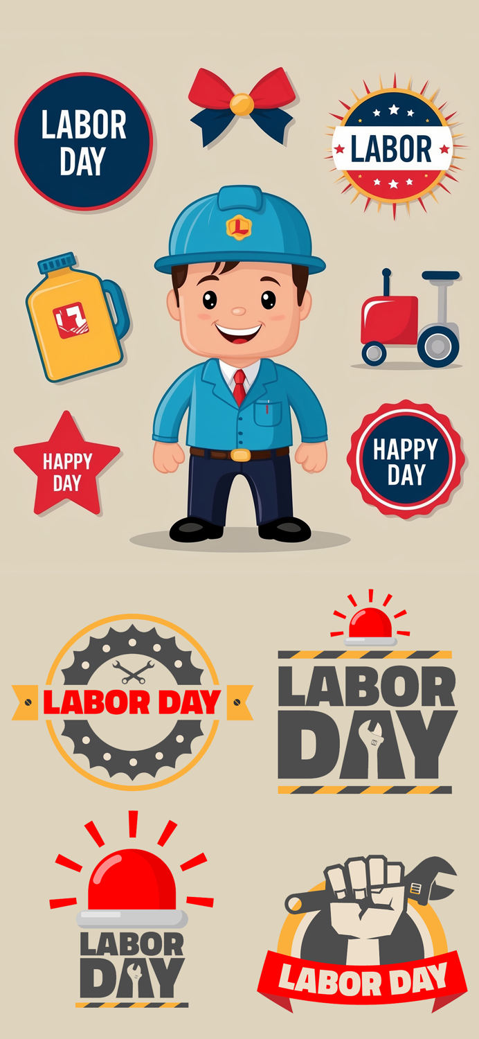 USA Labor Day Stickers Emojis