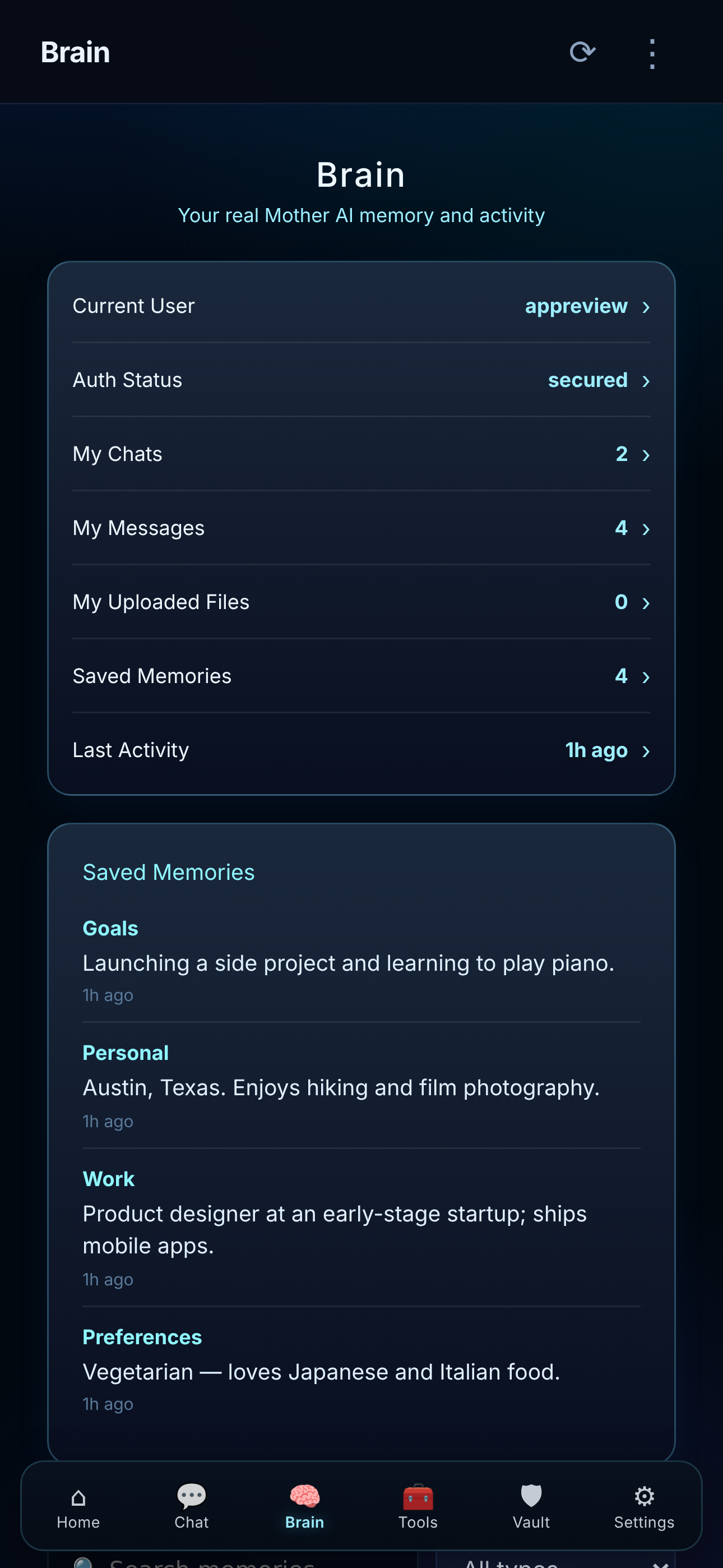 Mother AI: Private AI Memory screenshot 3