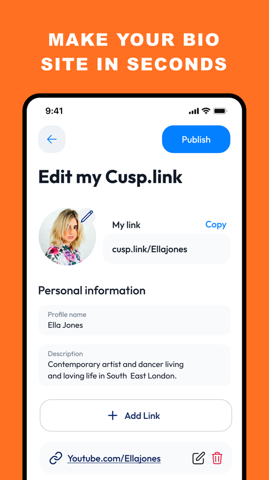 #1. Cusp.link in bio maker (iOS) By: Oktein Media Ltd