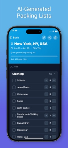 PackPal – Smart Packing Lists Screenshot 2 of 5