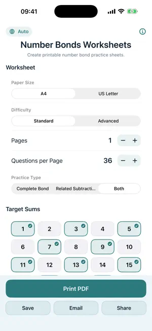 Number Bonds Worksheets screenshot 3