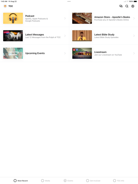 Trinidad Christian Center APP iPad screenshot 1 - Education app