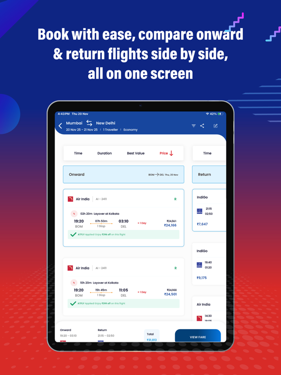 AkbarTravels: Flights & Hotels iPad screenshot 4 - Travel app