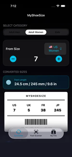 myShoeSize: Measure & Convert screenshot 3