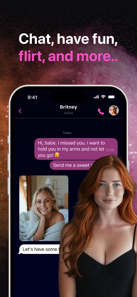 Ai Girl: Chat with Girlfriend - Esta captura muestra la interfaz de chat dinámica con mensajes personalizados y la capacidad de compartir imágenes para interacciones más profundas.
