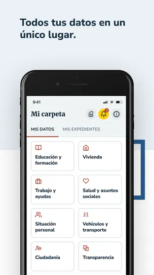 Captura de pantalla de Mi Carpeta Ciudadana en iPhone 5