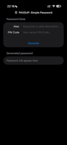 Passup: Simple password screenshot