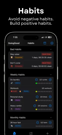 Capture d'écran de Habit Tracker: DoingGood sur iPhone 2