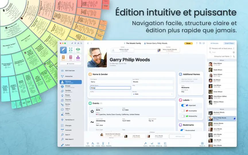 Capture d'écran de MacFamilyTree 11 sur iPhone 2