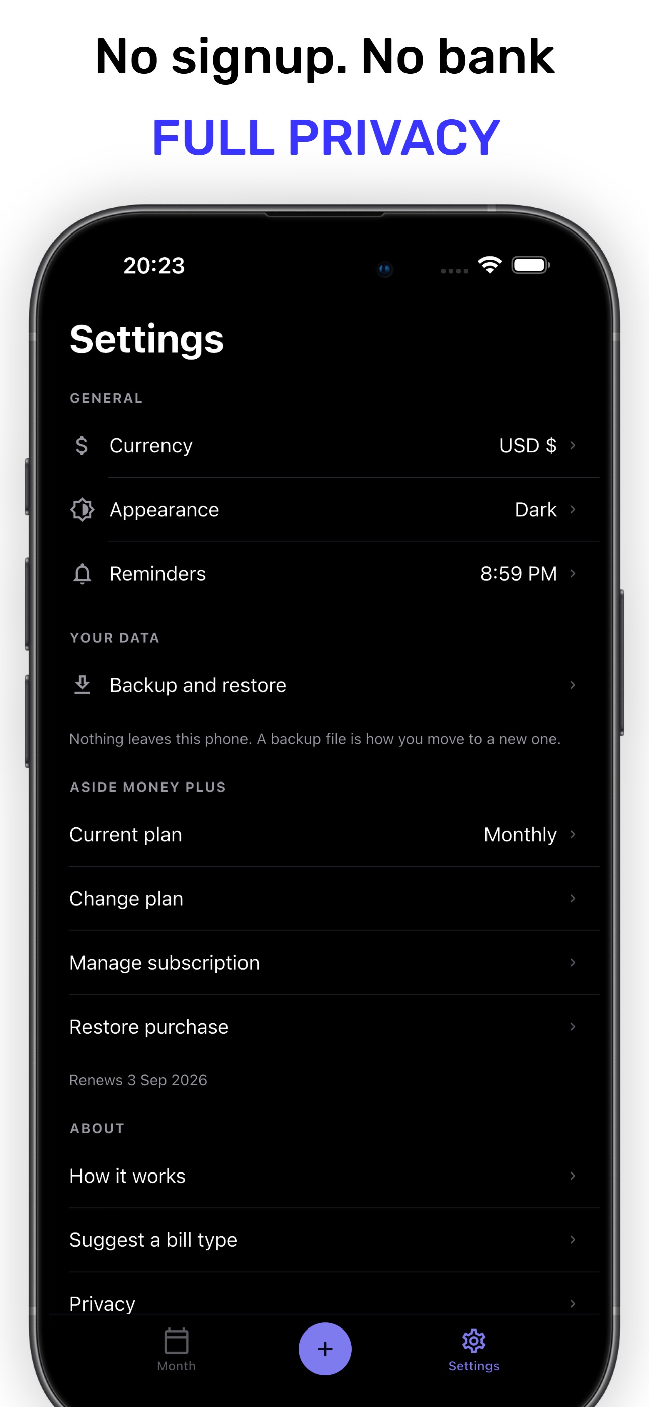 Screenshot 5 of Aside Money: Bill Reminders