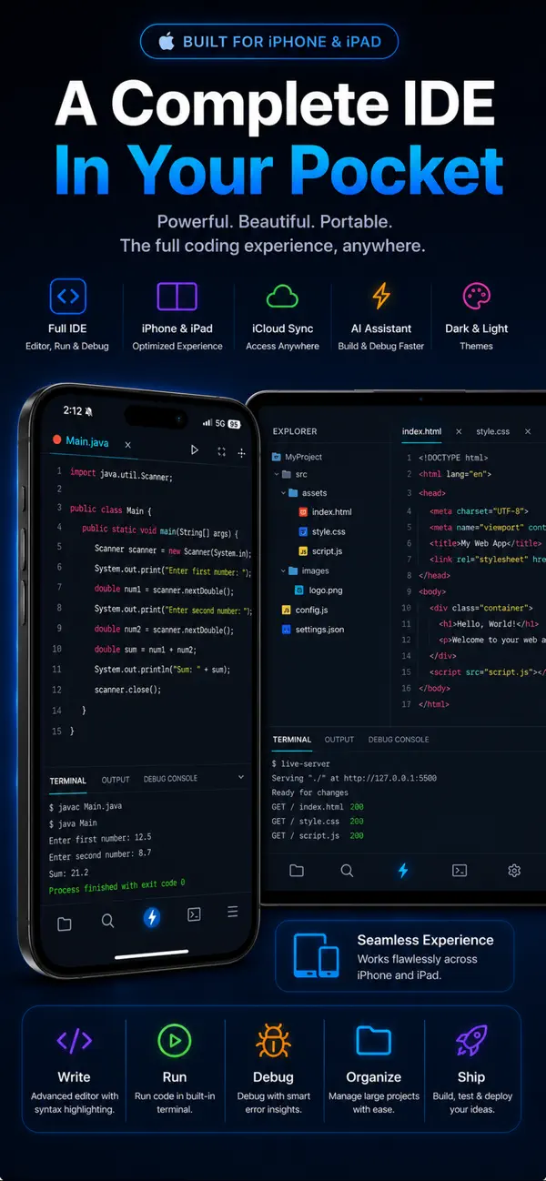 #6. Code IDE: Python Java C++ Html (iOS) โดย: Mohammad Abdul Malik