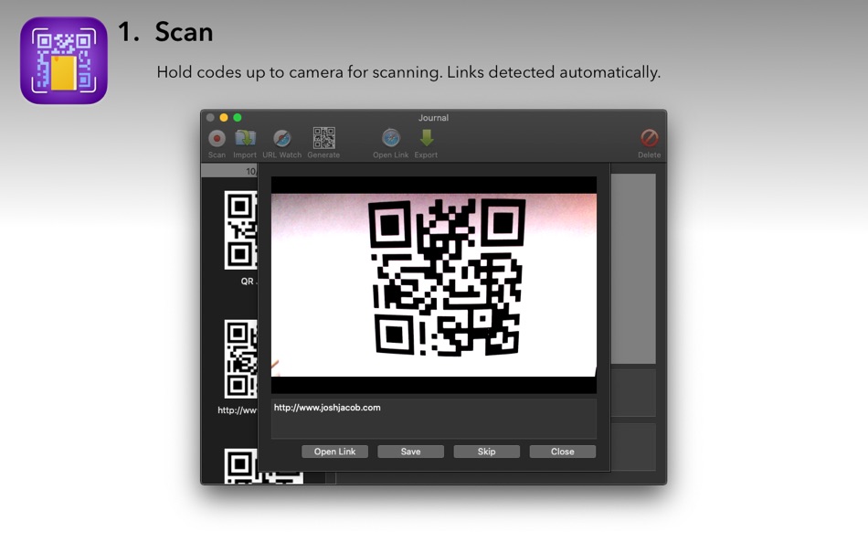 #1. QR Journal (macOS) Podle: Josh Jacob