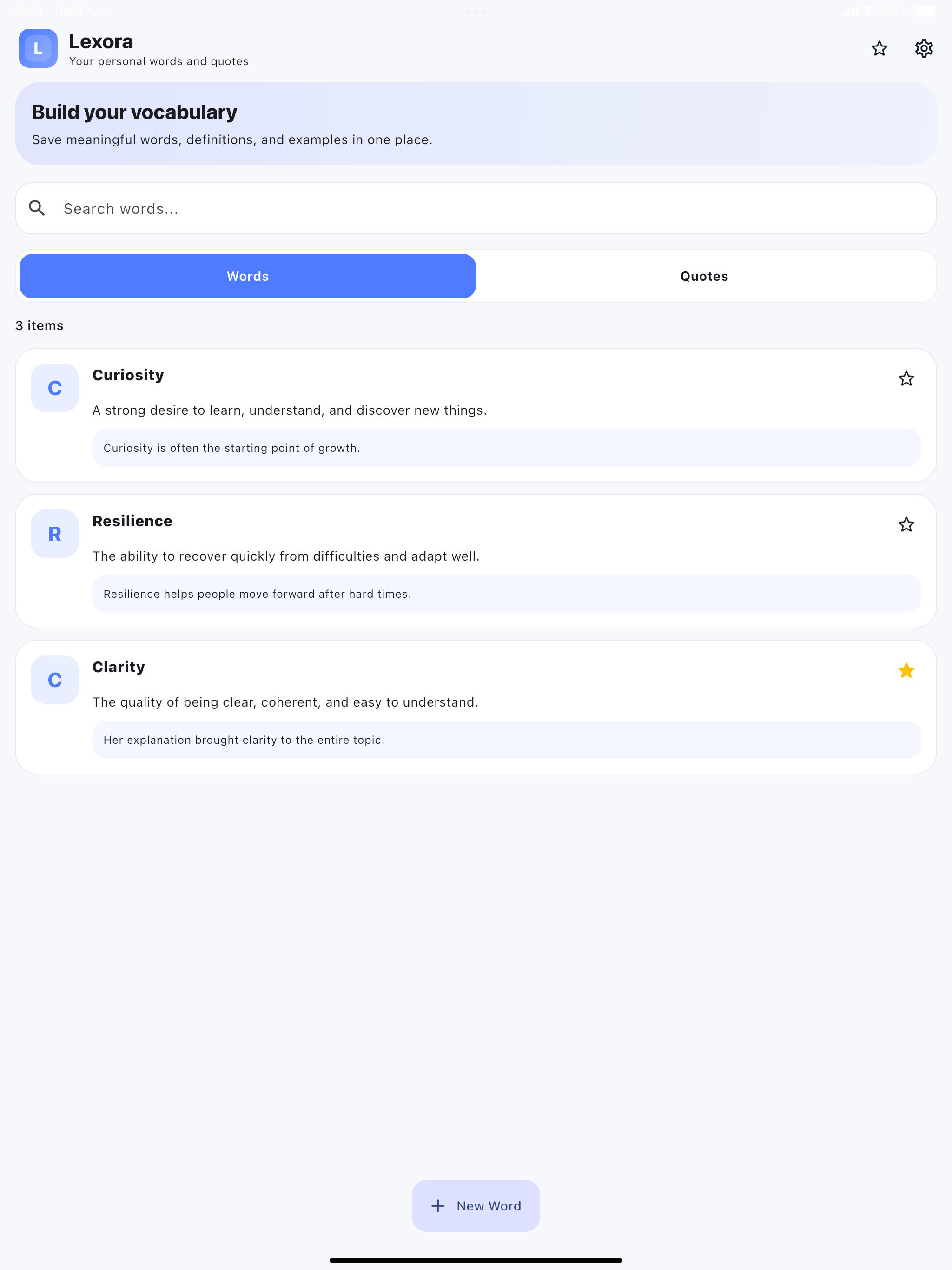 Lexora: Save Words & Quotes