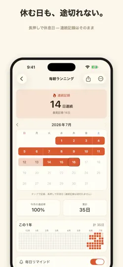 Скриншот 継続 — 習慣カレンダー на iPhone 4