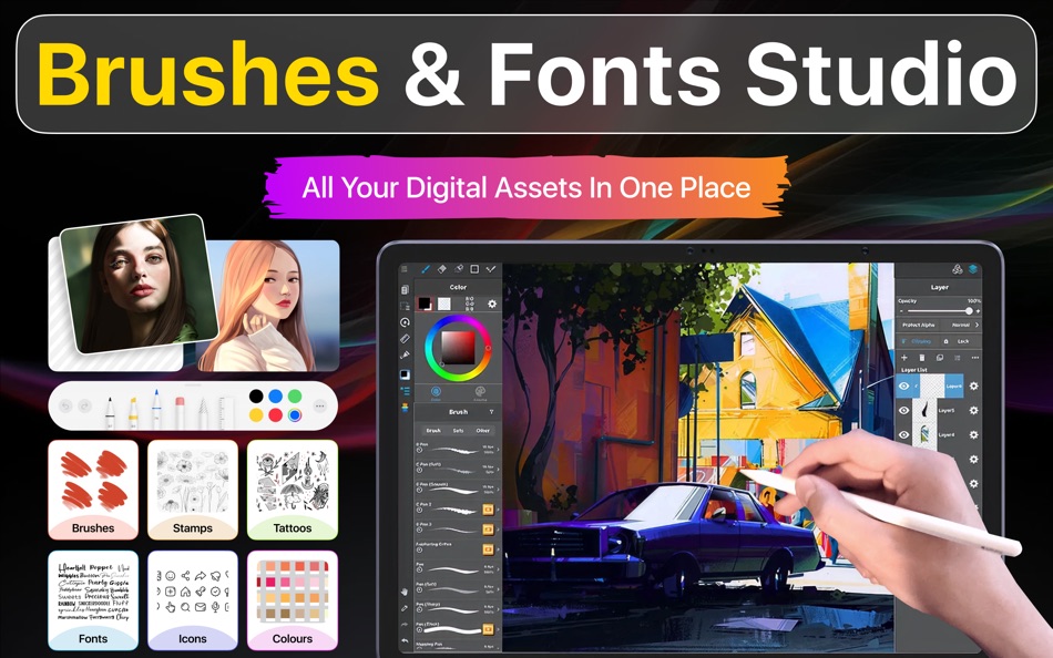 #1. Art Toolkit : Brushes & Fonts (macOS) 由: Nawal Fatima