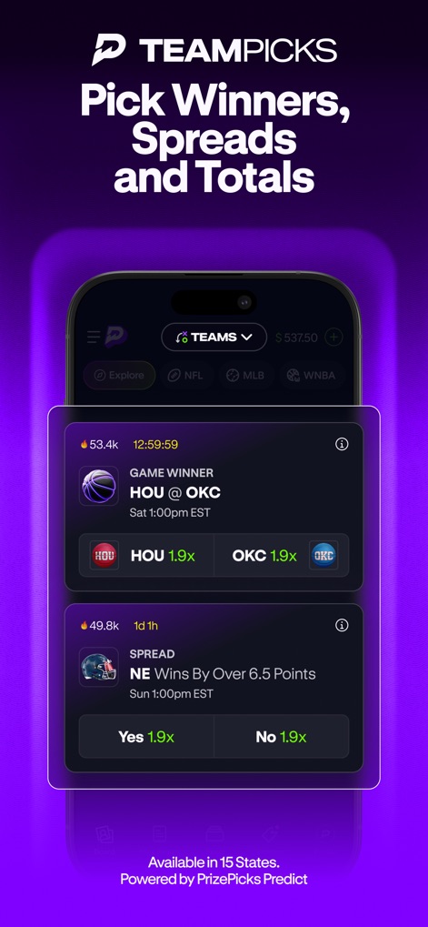 PrizePicks - Sports Picks - Team Outcome Betting