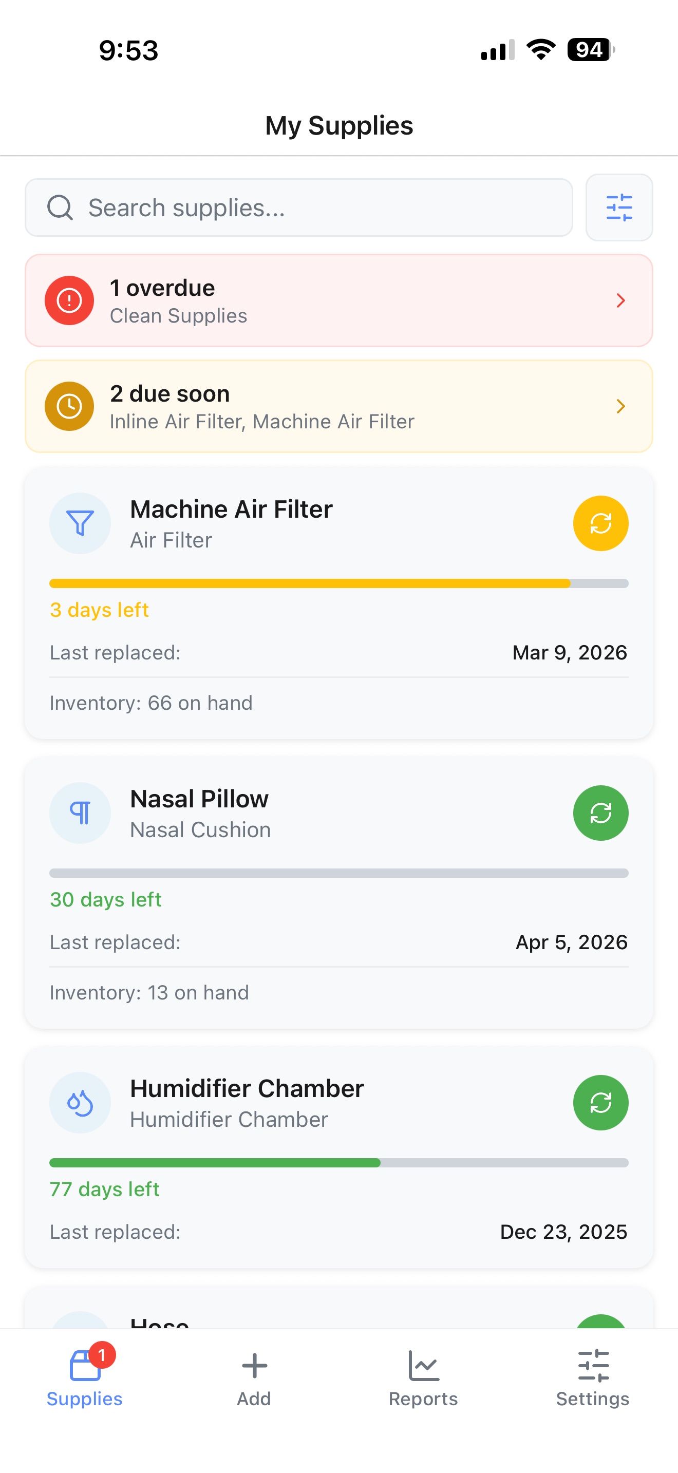 CPAP Supply Tracker screenshot 3