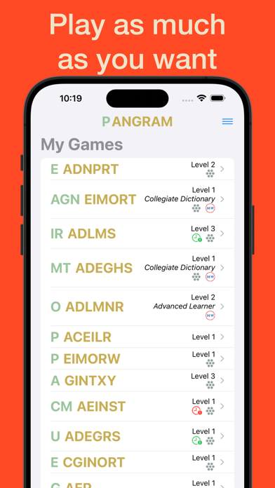 Pangram iPhone screenshot 4 - Games app