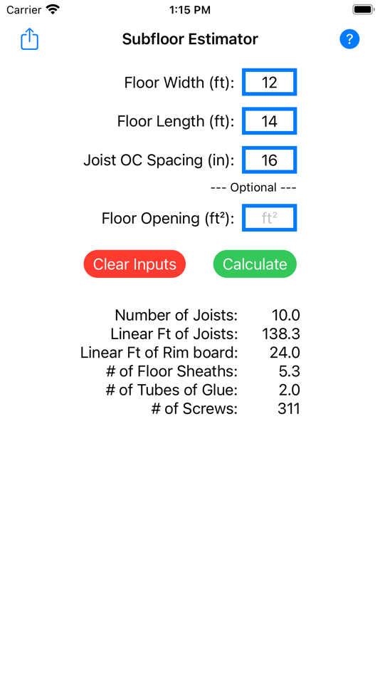 #2. Subfloor Material Estimator (iOS) Podle: H3 Apps, LLC