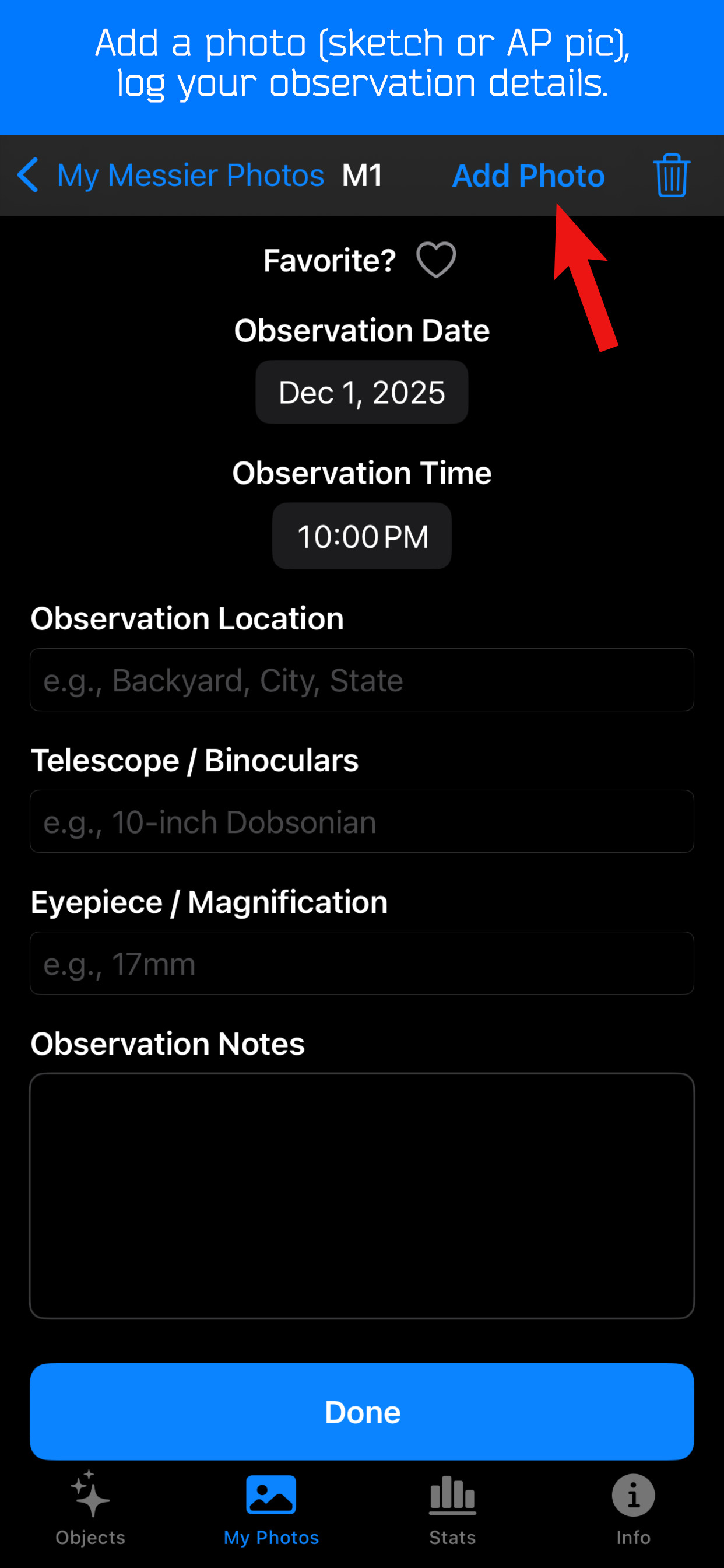 Messier Journal screenshot 5