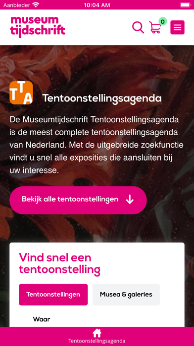 Tentoonstellingsagenda-app Screenshot