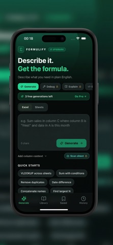 Excel Formula Generator iPhone screenshot