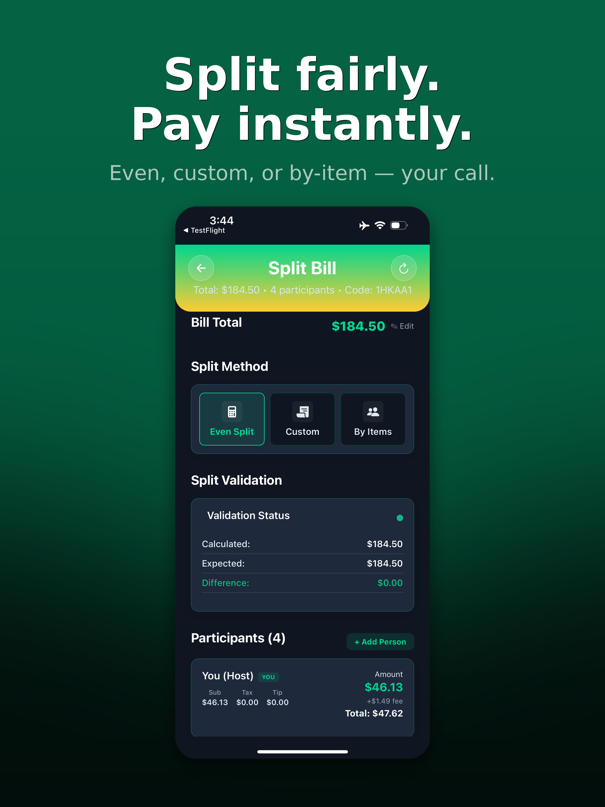 OneCheckPlease: Split Bills