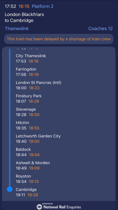 On Rails train times & widget Screenshot