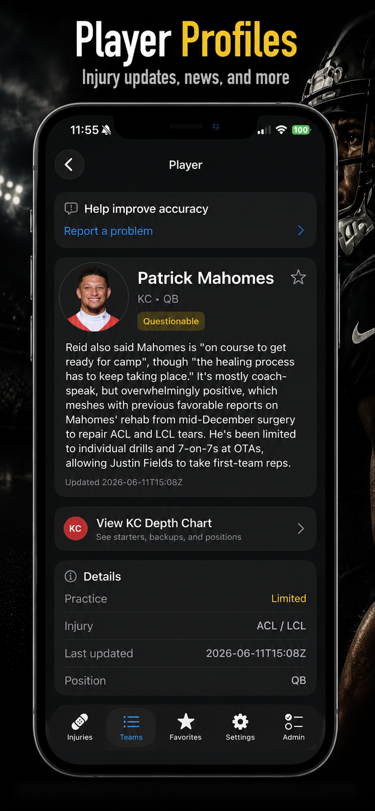 Injury Report screenshot 3