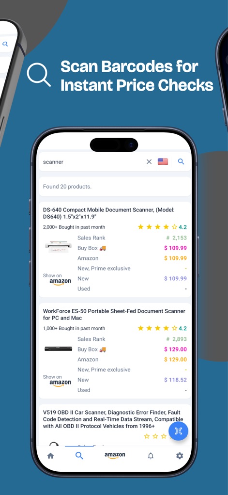 Keepa · Price Tracker - Esta herramienta facilita la búsqueda de productos mediante un escáner de códigos de barras, ofreciendo comparaciones de precios instantáneas para tomar decisiones informadas.
