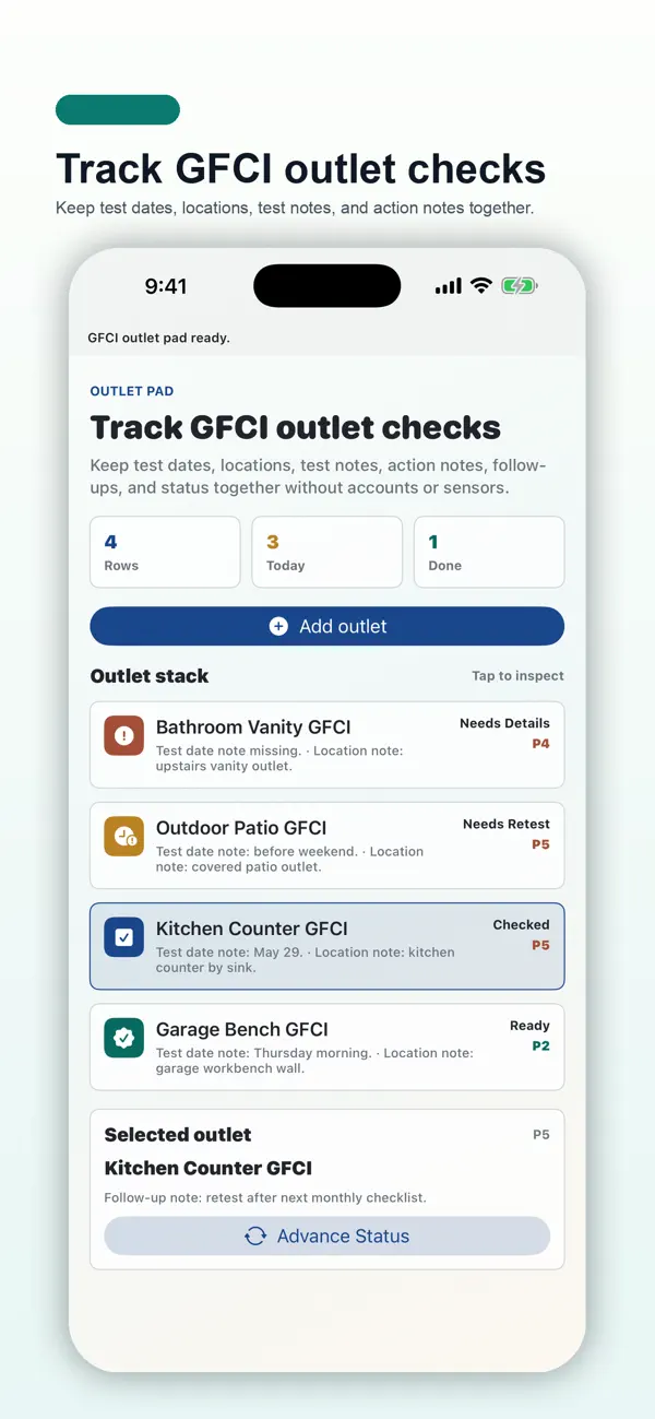 Screenshot #1 pour GFCI Outlet Test Pad