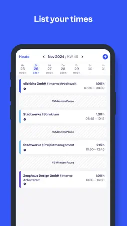 Clockodo ‒ Time Tracking screenshot 2
