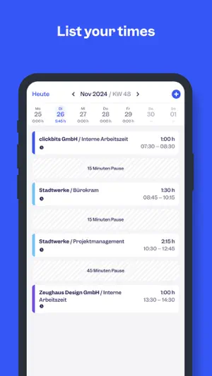 Clockodo ‒ Time Tracking screenshot 2