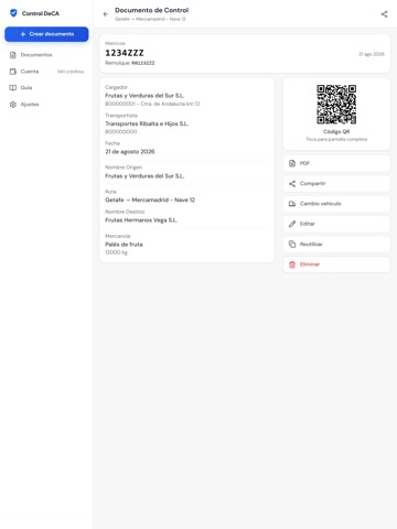 Control DeCA - QR Transporte iPad screenshot 5