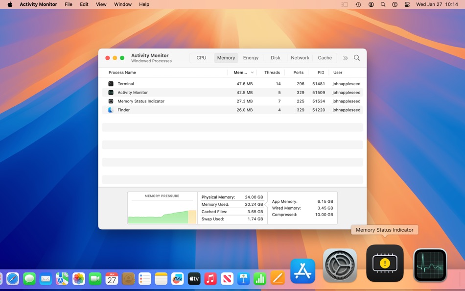 #1. Memory Status Indicator (macOS) 作者: 纵达 于