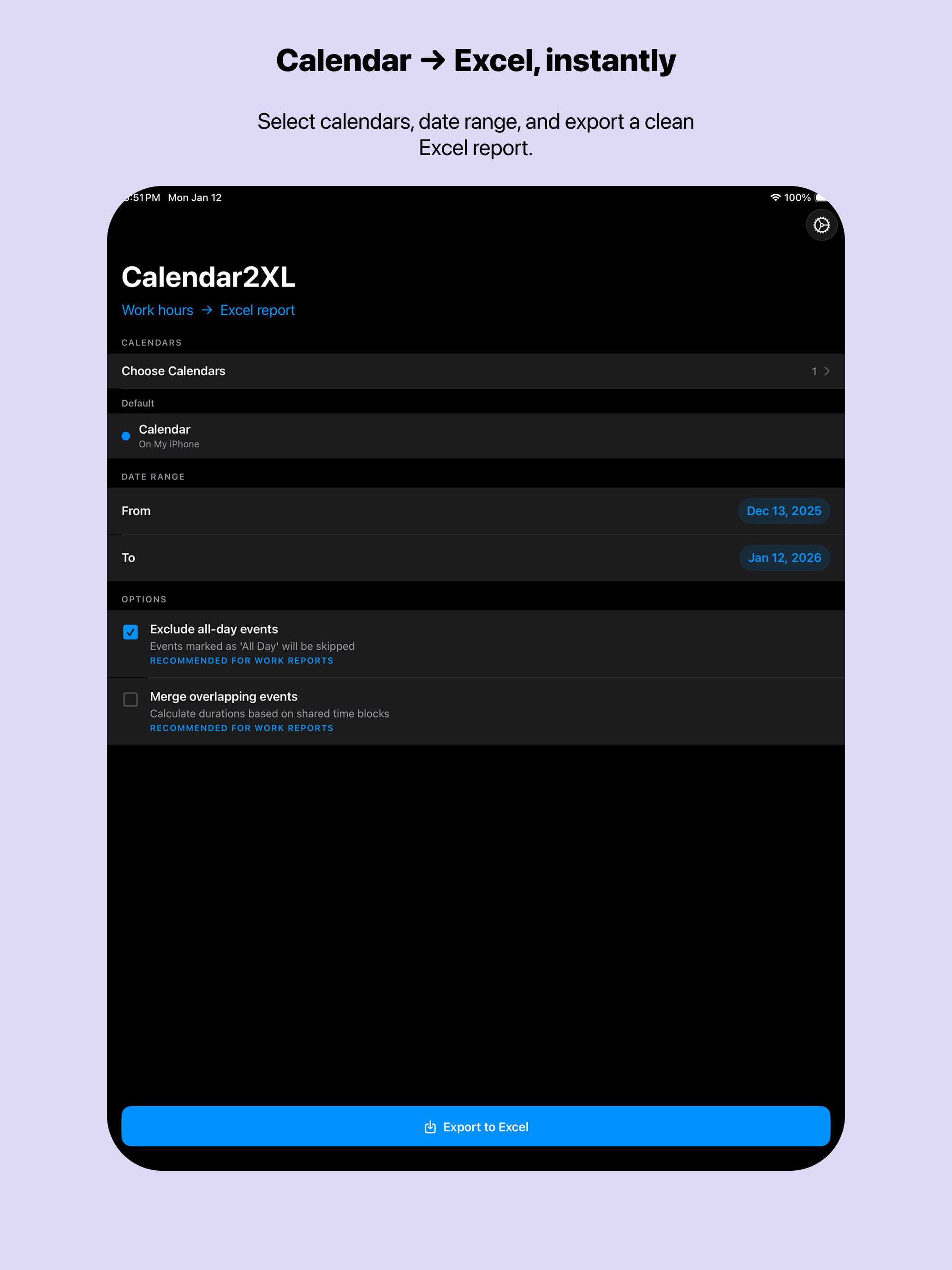 Calendar2XL