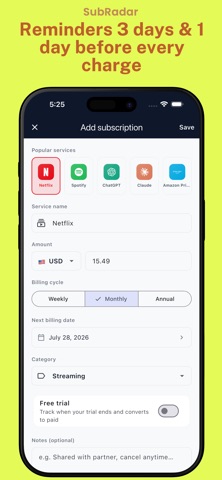 SubRadar: Track Subscriptions Screenshot 5 of 5