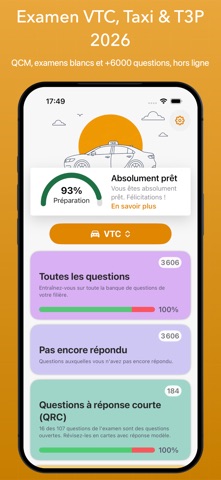 Examen VTC Taxi T3P CMA 2026 iPhone screenshot