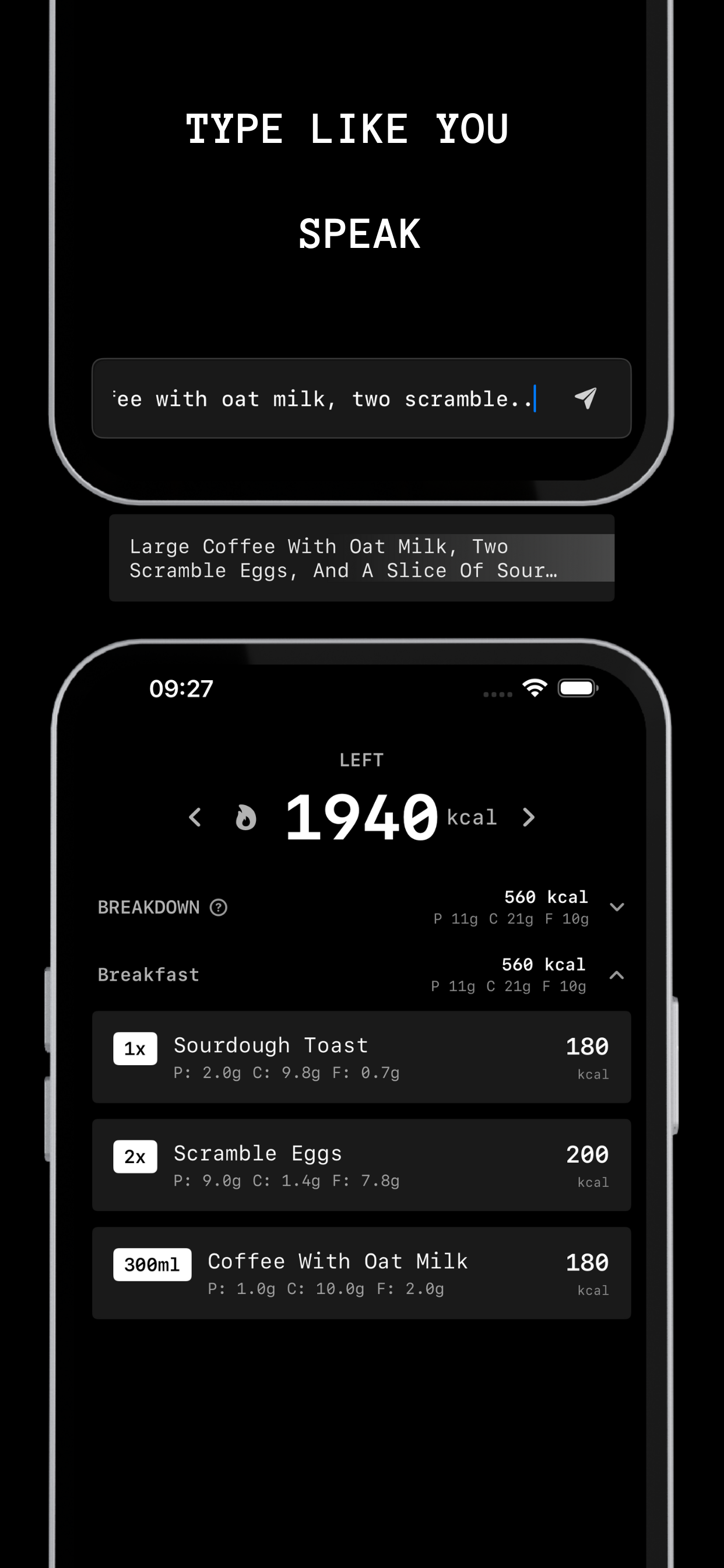 LEFT: Calorie & Macro Tracker screenshot 2
